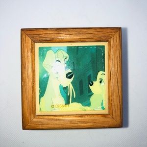 Disney Wood Ceramic Trinket Ring Box Lady and The Tramp Spaghetti Scene Vintage